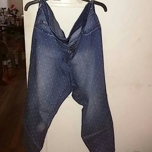 Blue denim polka dot stiletto jeans